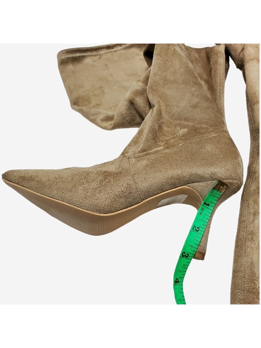 Suede Pointed Toe Over The Knees Thigh High Stretchy Heeled Boot - Picture 6 of 16